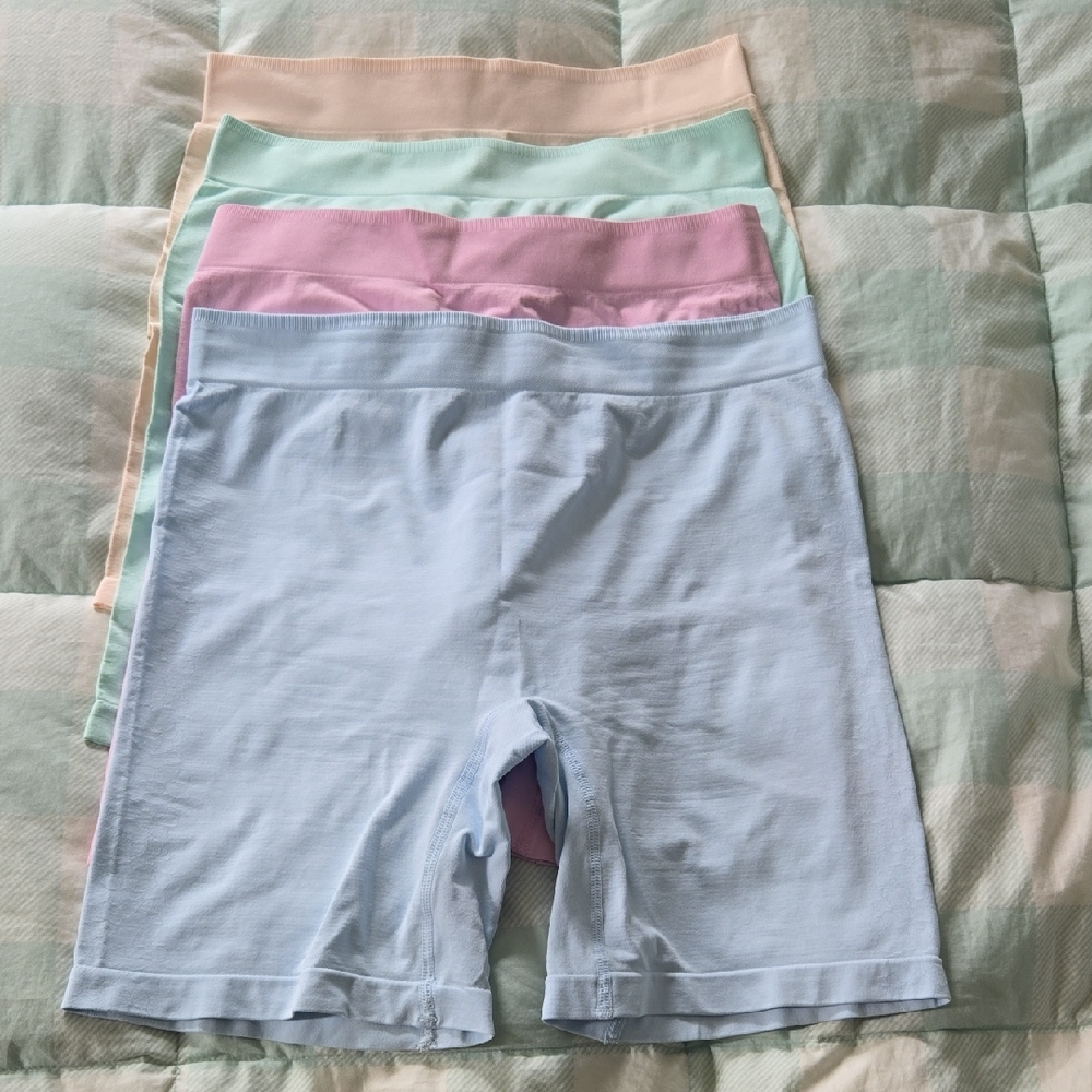 Breezies Pastel Seamless Long-Leg Undershorts - Light Blue, Pink, Mint, Peach
